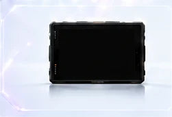 Illustrative on-camera monitor with a black screen.